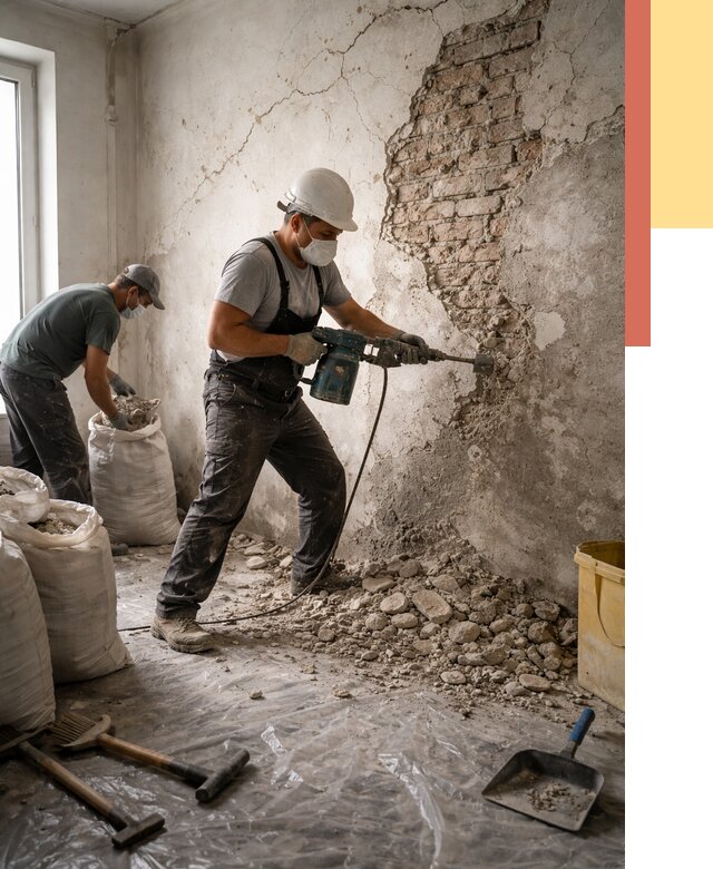 Демонтаж штукатурки со стен в Калининграде от 7285 руб/м² — быстро и недорого | ОТДЕЛОЧНИК-Клн