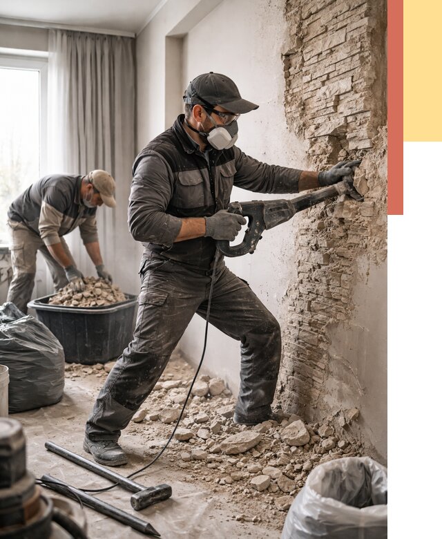 Демонтаж декоративного камня в Калининграде от 1467 руб/м² — быстро и недорого | ОТДЕЛОЧНИК-Клн