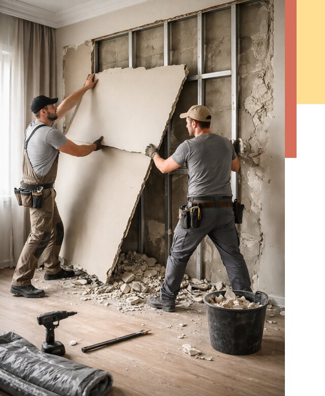 Демонтаж гипсокартона со стен в Калининграде от 354 руб. — услуги демонтажа | ОТДЕЛОЧНИК-Клн