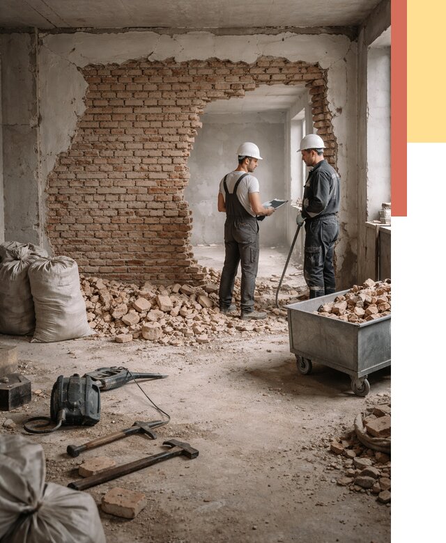 Демонтаж кирпичных стен в Калининграде от 4250 руб. — быстро, недорого, под ключ | ОТДЕЛОЧНИК-Клн