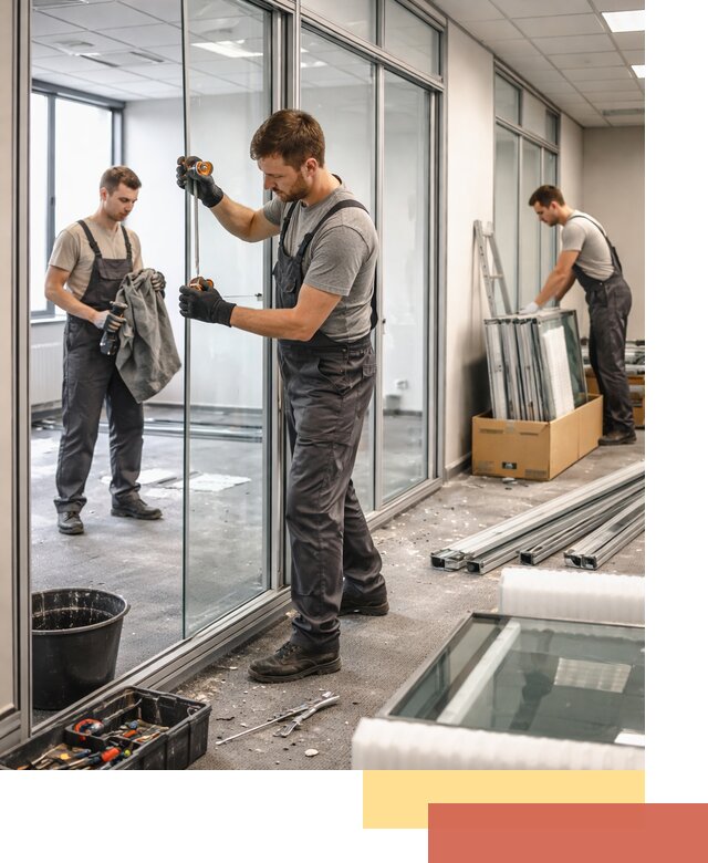 Демонтаж стеклянных перегородок в Калининграде быстро и безопасно