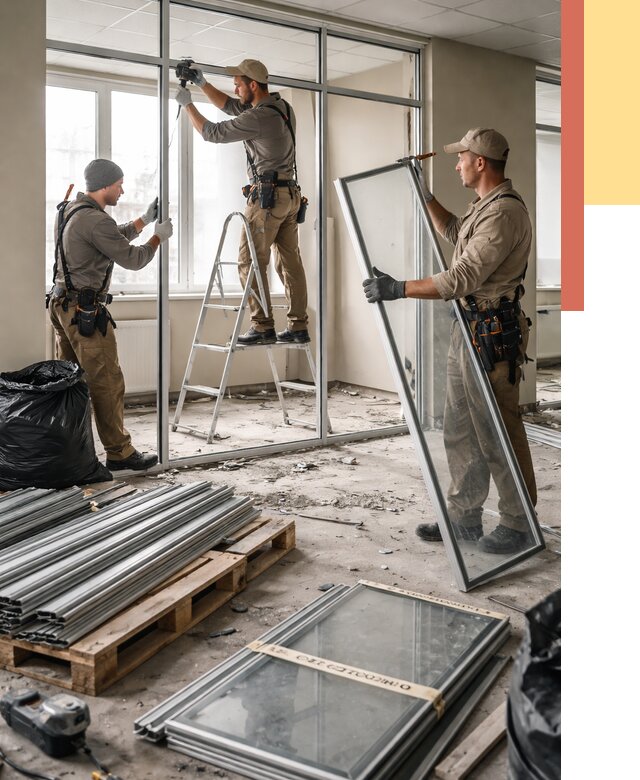 Демонтаж алюминиевых перегородок в Калининграде от 4250 руб. — быстро и недорого | ОТДЕЛОЧНИК-Клн