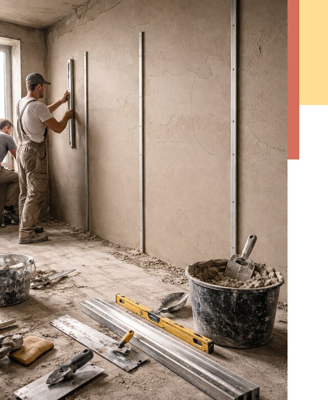 Штукатурка стен по маякам в Калининграде от 5565 руб./м² — выравнивание под ключ | ОТДЕЛОЧНИК-Клн