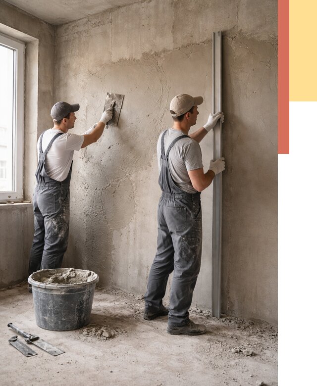 Штукатурка бетонных стен в Калининграде от 4553 руб/м² — качественно и быстро | ОТДЕЛОЧНИК-Клн