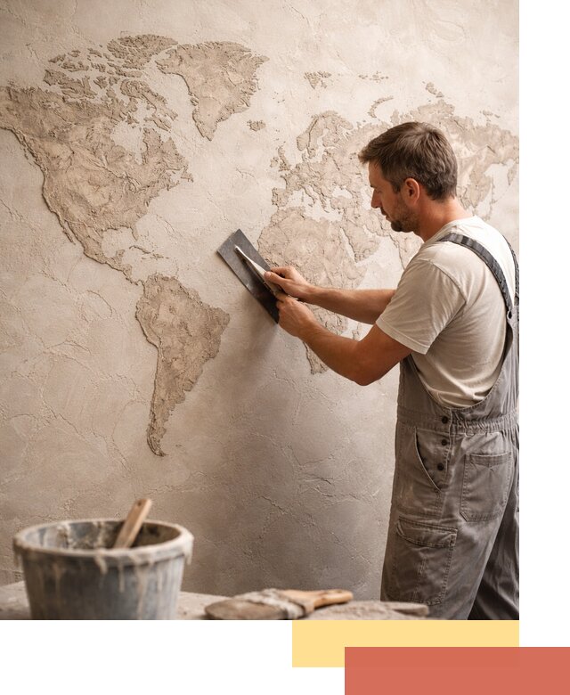 Декоративная штукатурка «Карта мира» под ключ в Калининграде