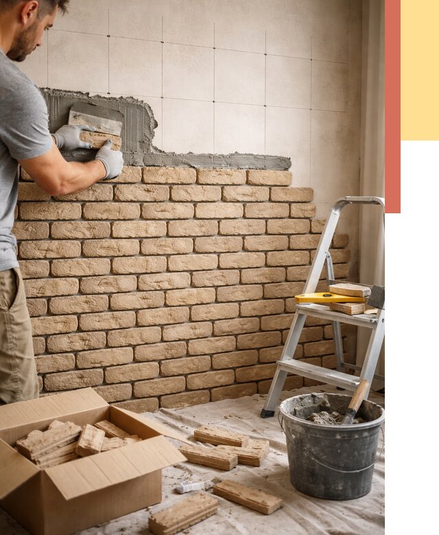 Монтаж декоративного кирпича в Калининграде от 3238 руб./м² — быстро и недорого | ОТДЕЛОЧНИК-Клн