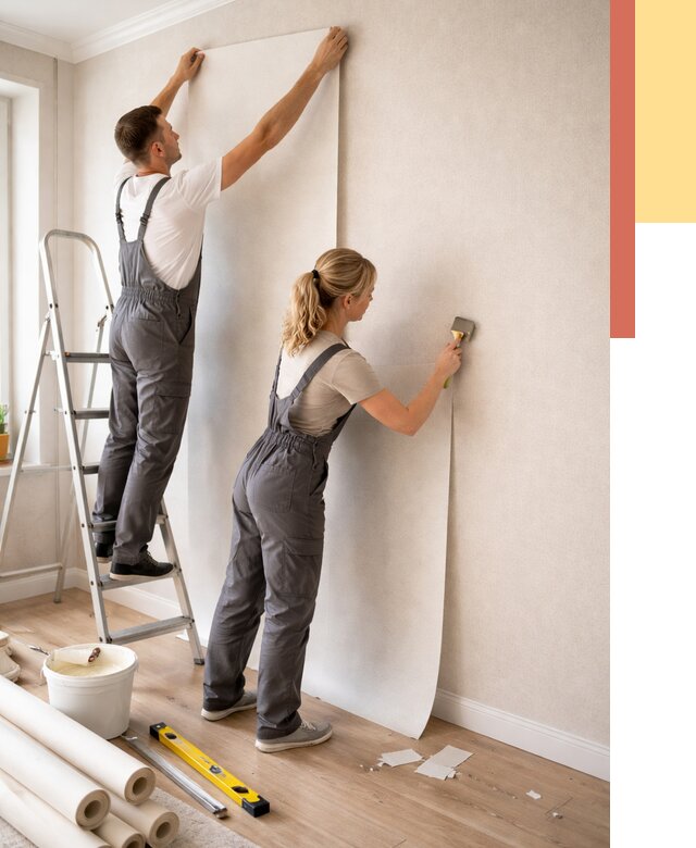 Поклейка флизелиновых обоев в Калининграде от 6071 руб. | Быстро и недорого — ОТДЕЛОЧНИК-Клн