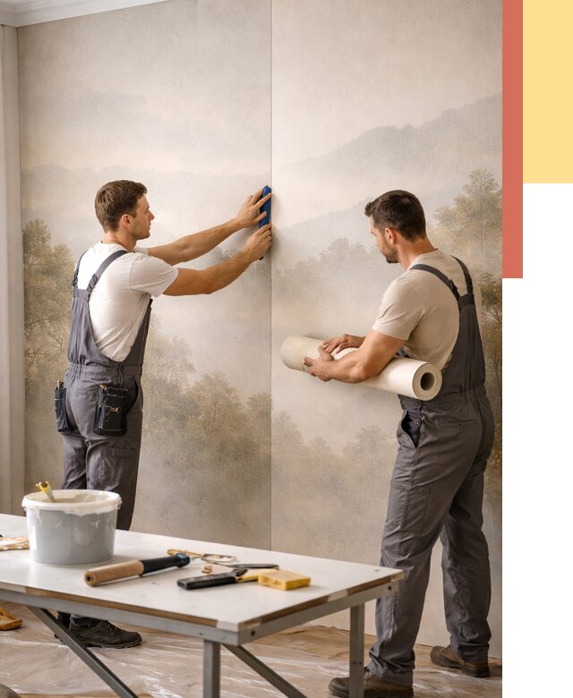 Поклейка фотообоев в Калининграде от 8600 руб/м² — быстро и недорого | ОТДЕЛОЧНИК-Клн