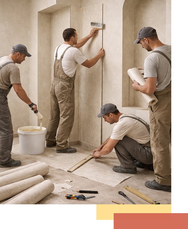 Поклейка обоев на сложные стены и неровные поверхности в Калининграде