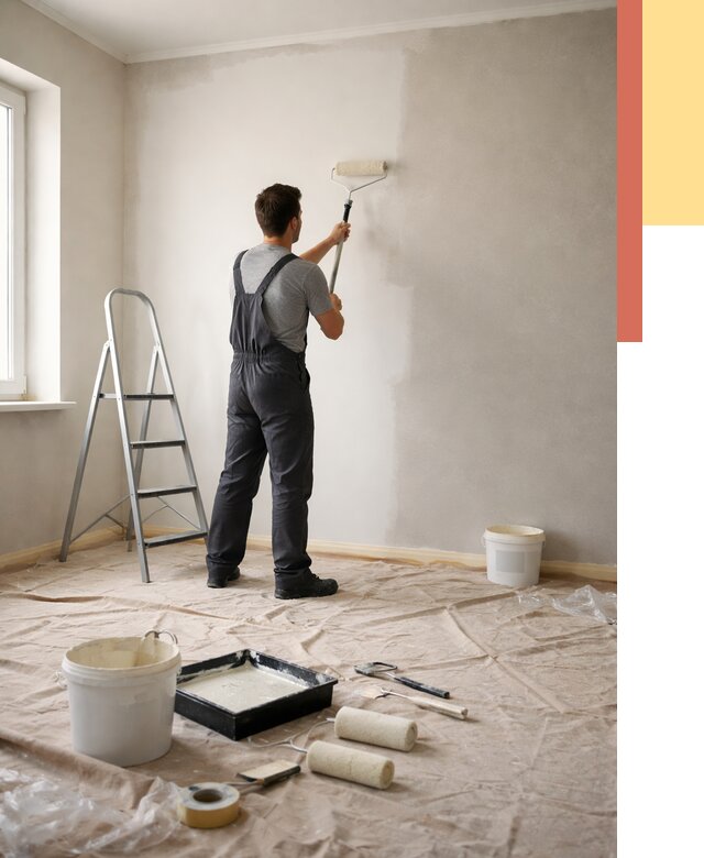 Покраска стен моющейся краской в Калининграде от 354 руб./м² — быстро и недорого | ОТДЕЛОЧНИК-Клн