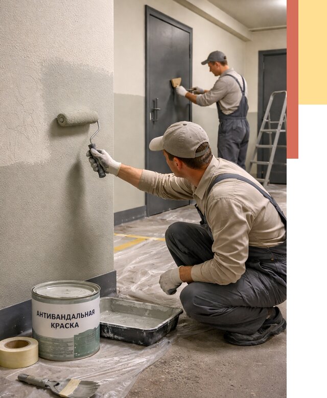 Покраска стен антивандальной краской в Калининграде от 4553 руб./м² под ключ | ОТДЕЛОЧНИК-Клн