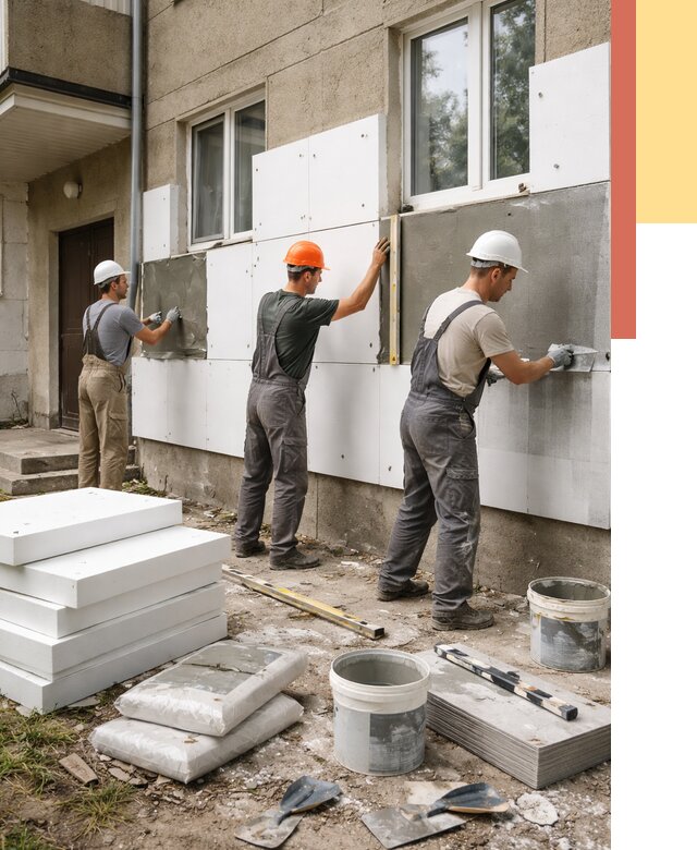 Утепление стен пенопластом в Калининграде от 1771 руб. — недорого и под ключ | ОТДЕЛОЧНИК-Клн