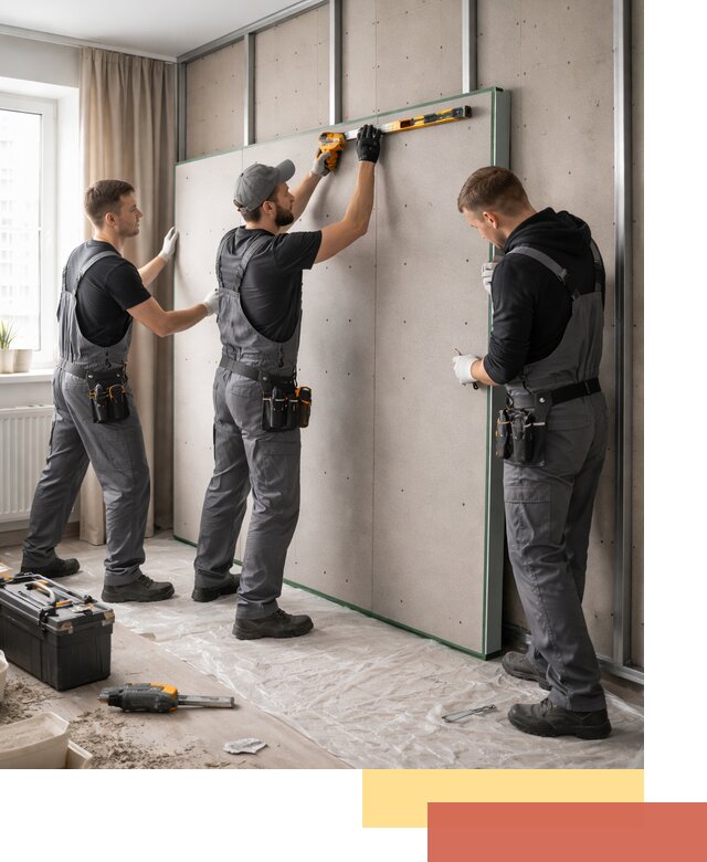 Шумоизоляция стен панелями ЗИПС в Калининграде для жилых и коммерческих помещений