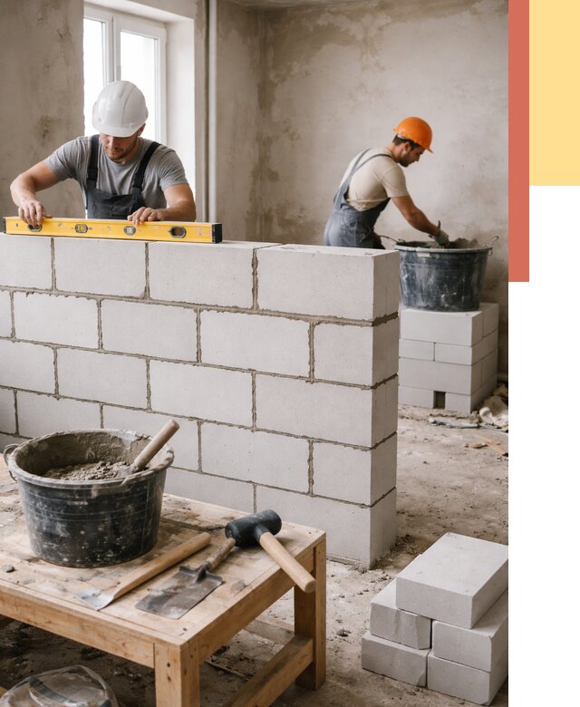 Кладка перегородок из газобетона в Калининграде от 3238 руб. под ключ | ОТДЕЛОЧНИК-Клн