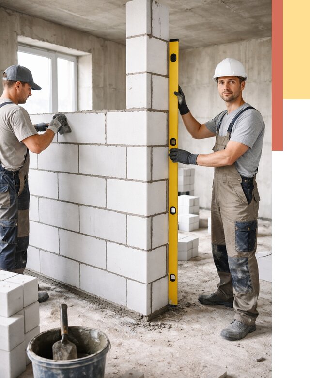 Кладка перегородок из пеноблока в Калининграде от 1821 руб. под ключ | ОТДЕЛОЧНИК-Клн