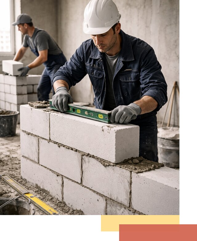 Кладка перегородок из пеноблока под ключ в Калининграде