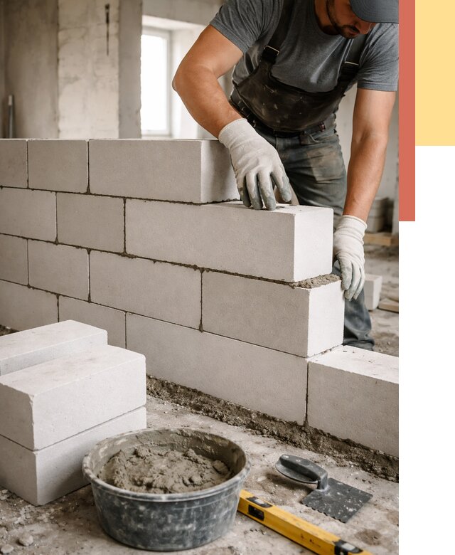 Кладка перегородок из силикатного блока в Калининграде от 4047 руб. под ключ | ОТДЕЛОЧНИК-Клн