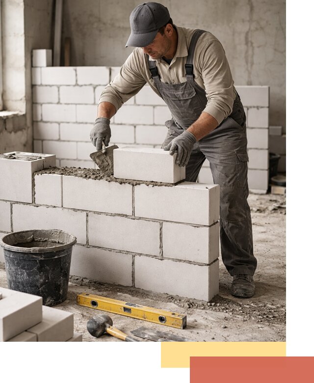 Кладка перегородок из силикатного блока в Калининграде