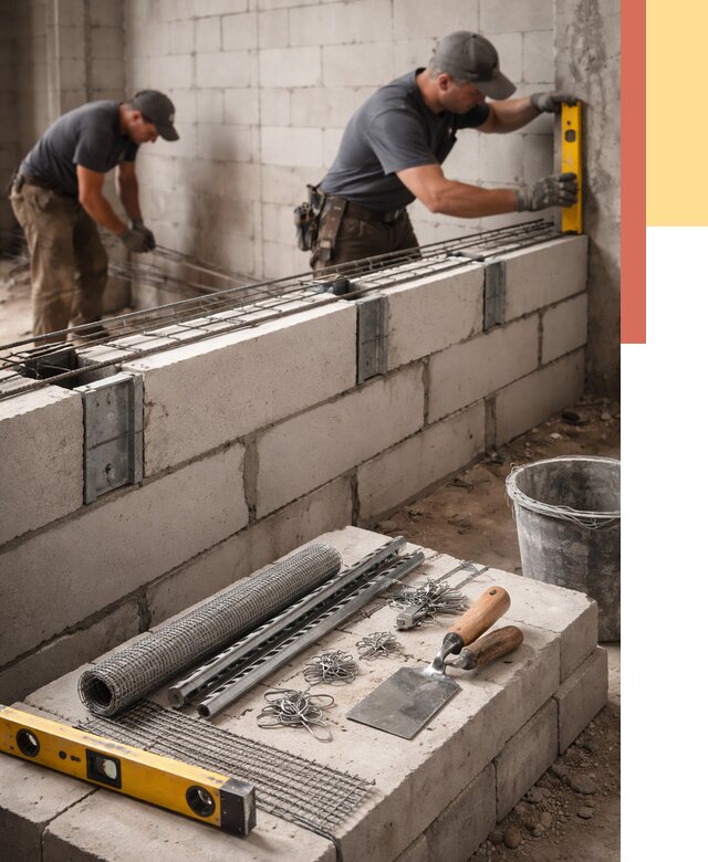 Армирование кладки перегородок в Калининграде от 759 руб. под ключ | ОТДЕЛОЧНИК-Клн