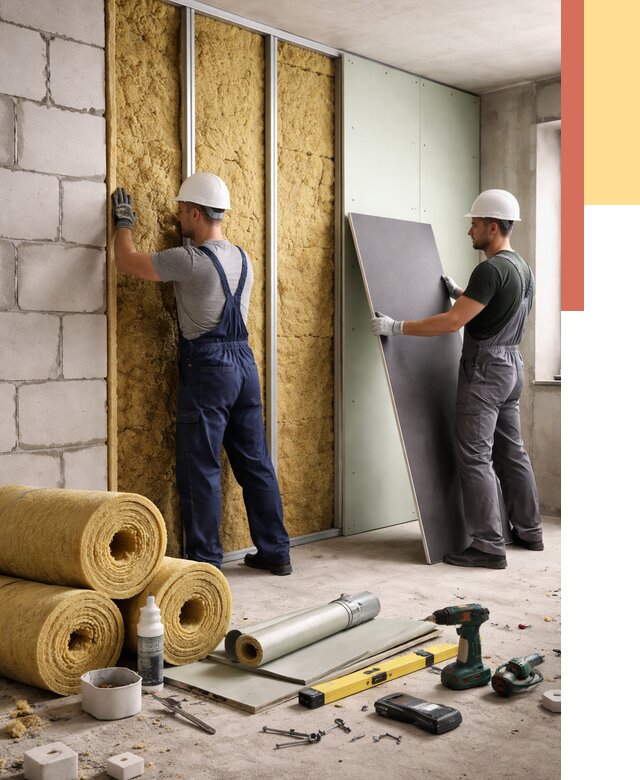 Шумоизоляция перегородок из блоков в Калининграде от 1872 руб./м² — быстро и недорого | ОТДЕЛОЧНИК-Клн