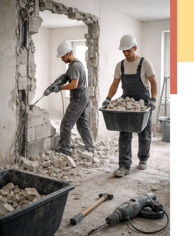 Демонтаж блоковых перегородок в Калининграде от 3794 руб. — быстро и недорого | ОТДЕЛОЧНИК-Клн