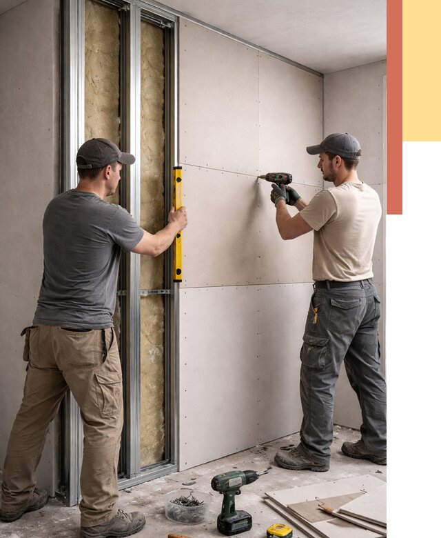 Монтаж двухслойной перегородки из гипсокартона в Калининграде от 1467 руб. | ОТДЕЛОЧНИК-Клн