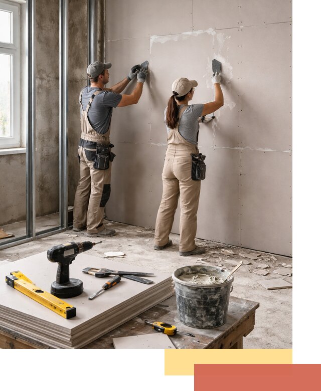 Монтаж двухслойной перегородки из гипсокартона в Калининграде