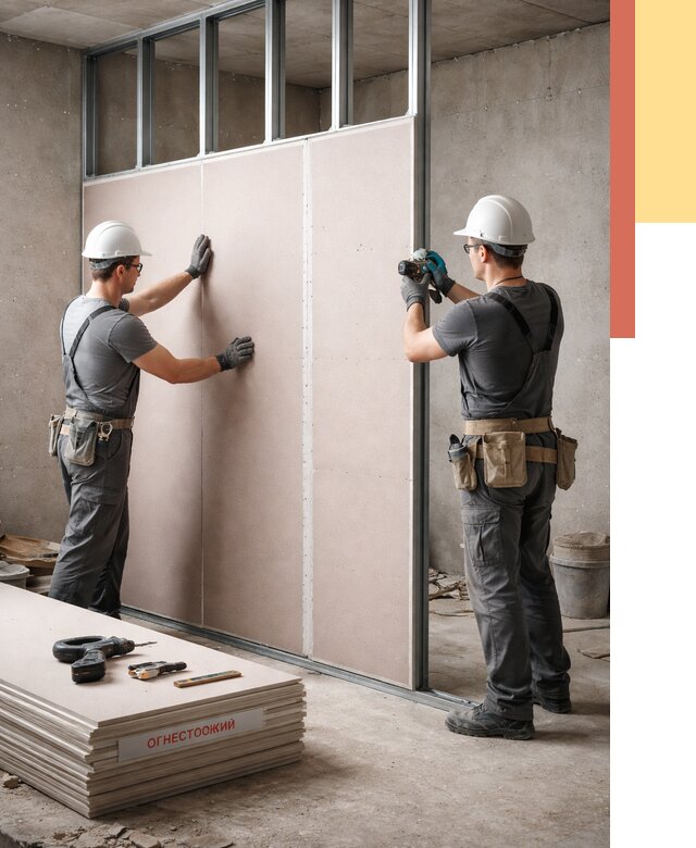 Перегородка из огнестойкого гипсокартона в Калининграде от 1872 руб. под ключ | ОТДЕЛОЧНИК-Клн