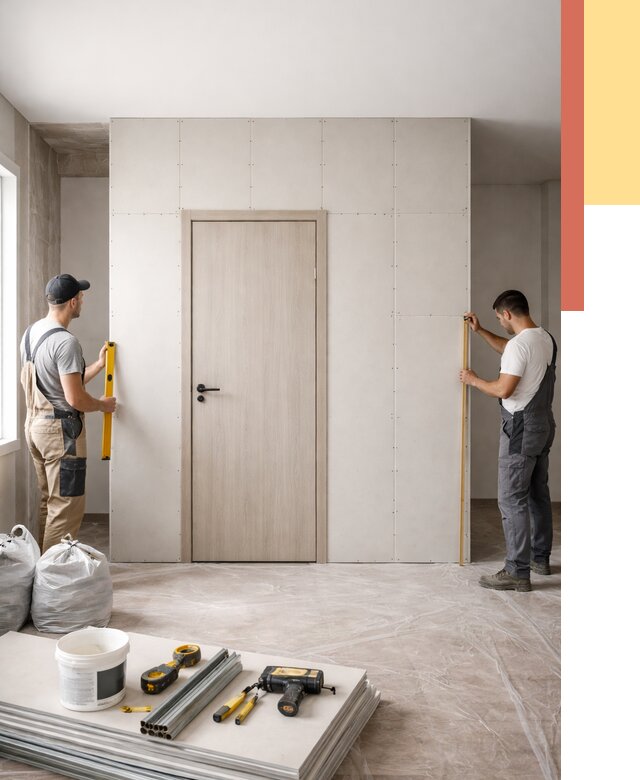 Перегородка из гипсокартона с дверью в Калининграде от 4553 руб. под ключ | ОТДЕЛОЧНИК-Клн