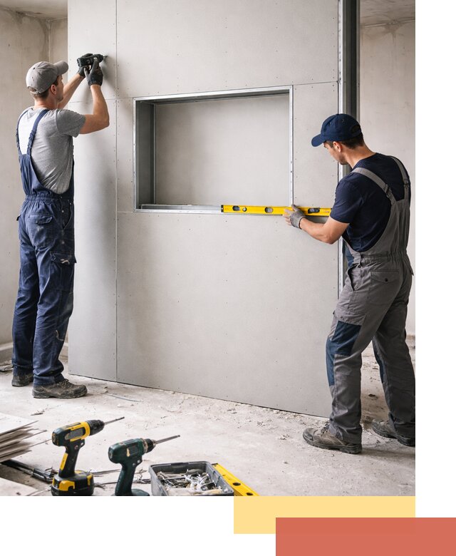 Перегородка из гипсокартона с нишей под декор в Калининграде