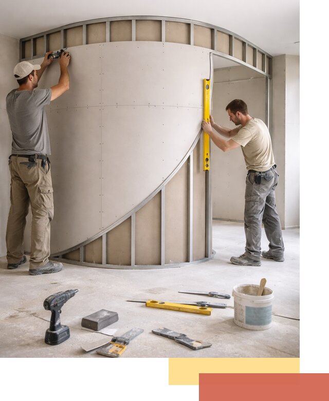 Радиусная перегородка из гипсокартона в Калининграде под ключ