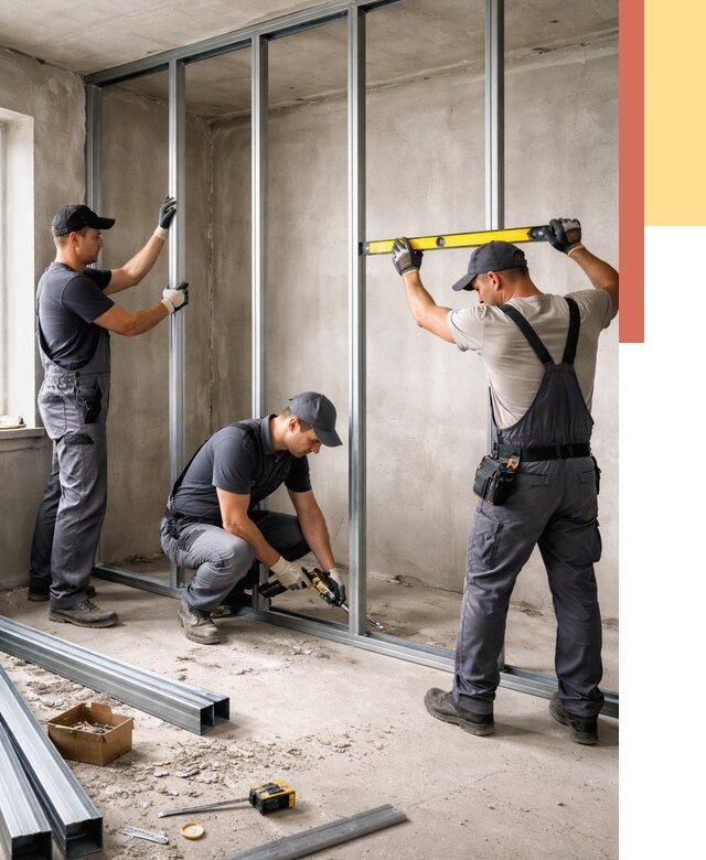 Монтаж каркаса перегородки из профиля в Калининграде от 759 руб. | ОТДЕЛОЧНИК-Клн