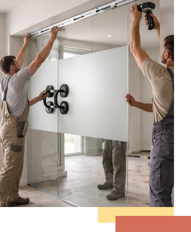 Матовые стеклянные перегородки под ключ в Калининграде