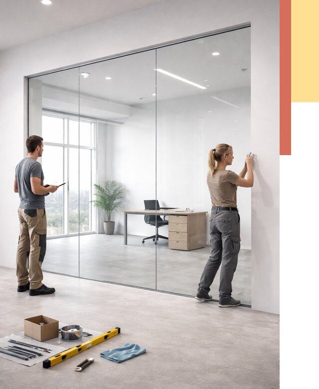 Перегородки из закаленного стекла в Калининграде от 9612 руб. под ключ | ОТДЕЛОЧНИК-Клн