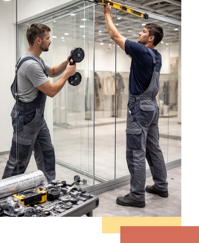 Стеклянные перегородки для магазинов в Калининграде — монтаж и установка