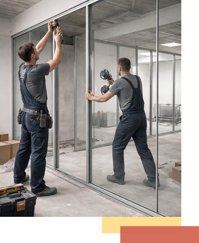 Алюминиевые перегородки со стеклом в Калининграде — изготовление и монтаж