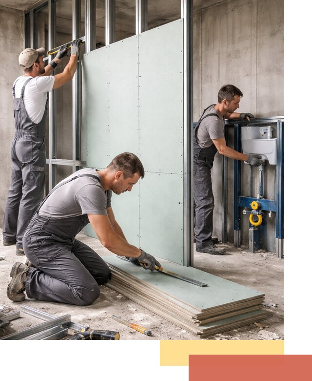 Монтаж и ремонт сантехнических перегородок в Калининграде