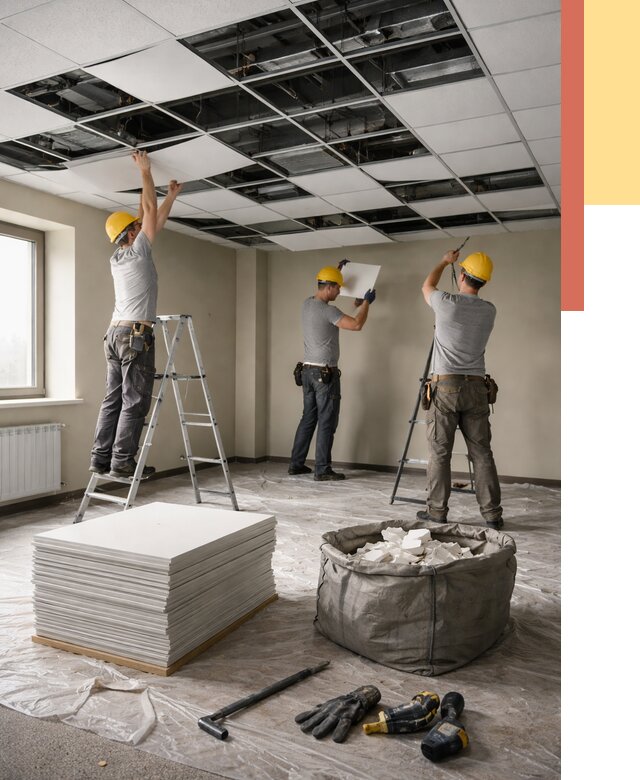 Демонтаж потолка Армстронг в Калининграде от 4553 руб. быстро и недорого | ОТДЕЛОЧНИК-Клн