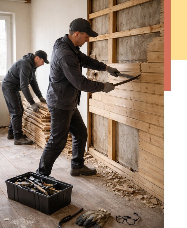 Демонтаж вагонки в Калининграде от 3845 руб/м2 — быстро и недорого | ОТДЕЛОЧНИК-Клн