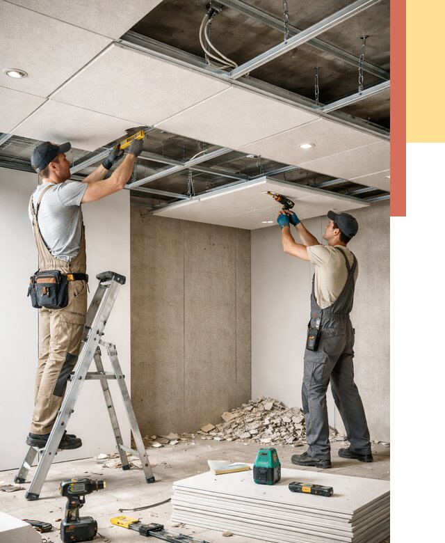 Монтаж акустического потолка в Калининграде от 6577 руб/м2 — быстро и недорого | ОТДЕЛОЧНИК-Клн