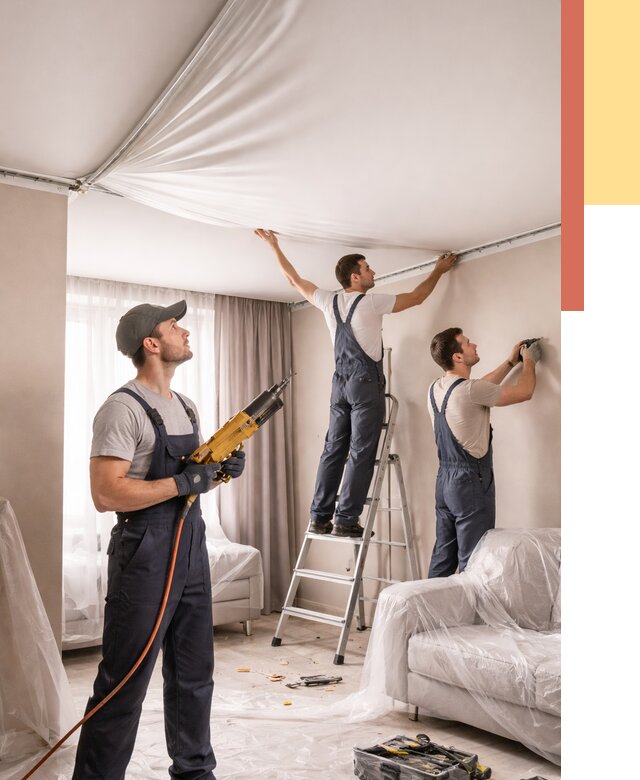 Установка натяжного потолка в Калининграде от 4553 руб. | Быстро и недорого — ОТДЕЛОЧНИК-Клн