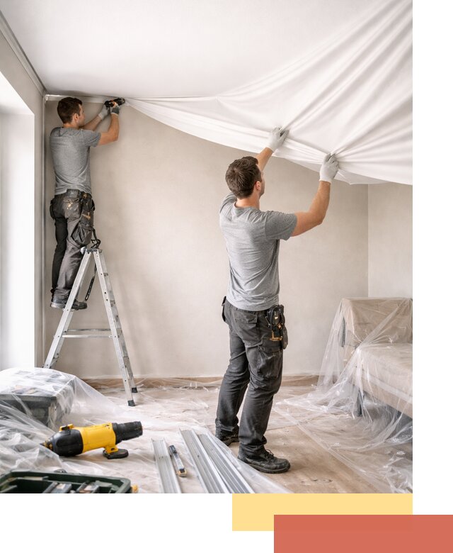 Монтаж тканевого натяжного потолка в Калининграде недорого и быстро