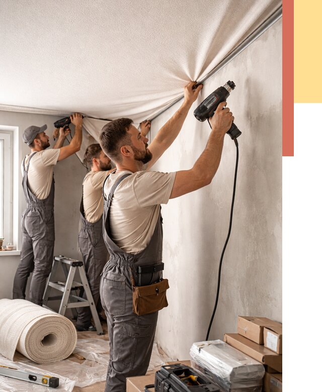 Монтаж фактурного натяжного потолка в Калининграде от 759 руб. — ОТДЕЛОЧНИК-Клн