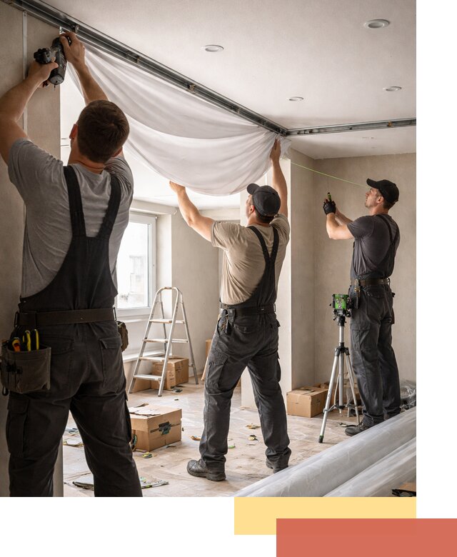 Монтаж парящего натяжного потолка под ключ в Калининграде