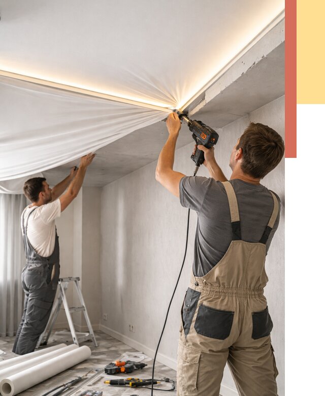 Монтаж натяжного потолка с подсветкой в Калининграде от 961 руб. | ОТДЕЛОЧНИК-Клн