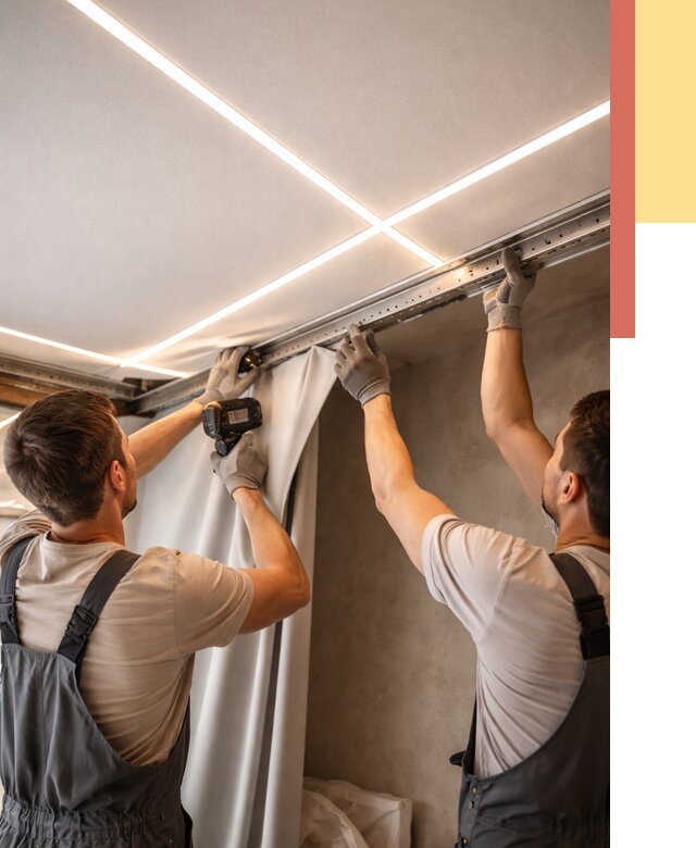 Монтаж натяжного потолка со световыми линиями в Калининграде от 1214 руб. | ОТДЕЛОЧНИК-Клн