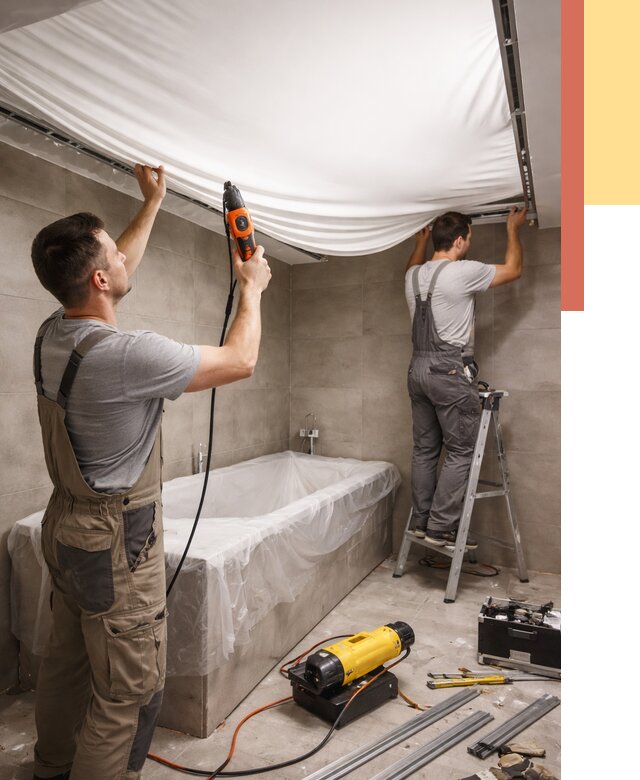 Монтаж натяжного потолка в ванной в Калининграде от 1214 руб. под ключ | ОТДЕЛОЧНИК-Клн