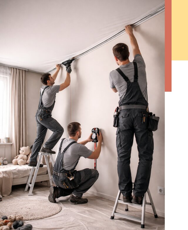 Монтаж натяжного потолка в детской в Калининграде от 3541 руб. — быстро и недорого | ОТДЕЛОЧНИК-Клн