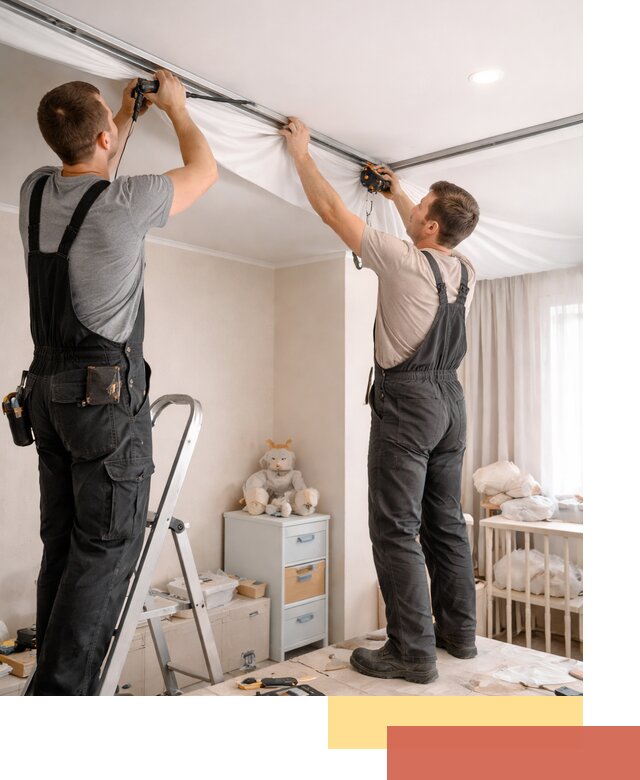 Монтаж натяжного потолка в детской комнате в Калининграде