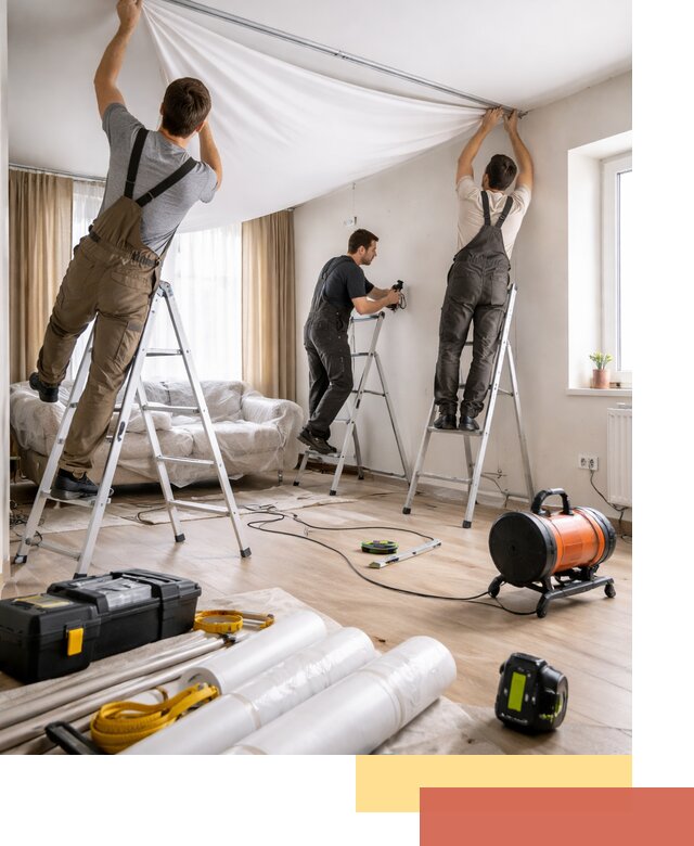 Монтаж натяжного потолка в гостиной в Калининграде